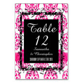 Numéro De Table Damas rose chaud et noir (Dos)