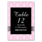 Numéro De Table Damas rose et blanc (Dos)