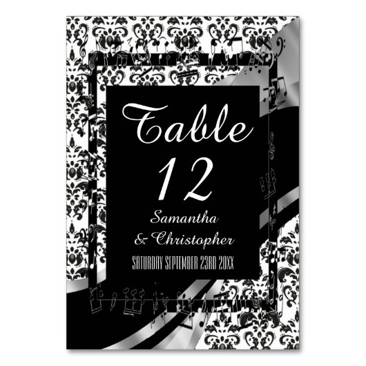 Numéro De Table Damas traditionnelles et noir (Par défaut)