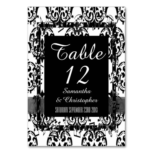Numéro De Table Damas traditionnelles et noir (Par défaut)