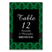 Numéro De Table Damas vert et noir (Dos)