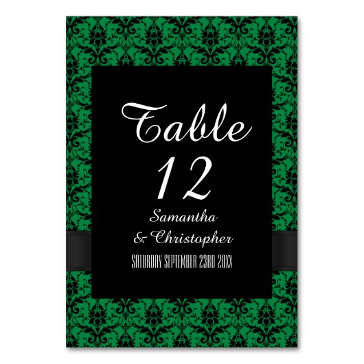 Numéro De Table Damas vert et noir (Par défaut)