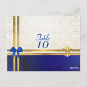 Numéro de table damassé crème bleue (Dos)