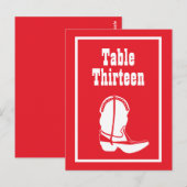 Numéro de table d'amorçage du cowboy (rouge / blan (Devant / Derrière)