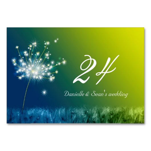 Numéro De Table Dandelion's Music Blue Green Mariage (Devant)