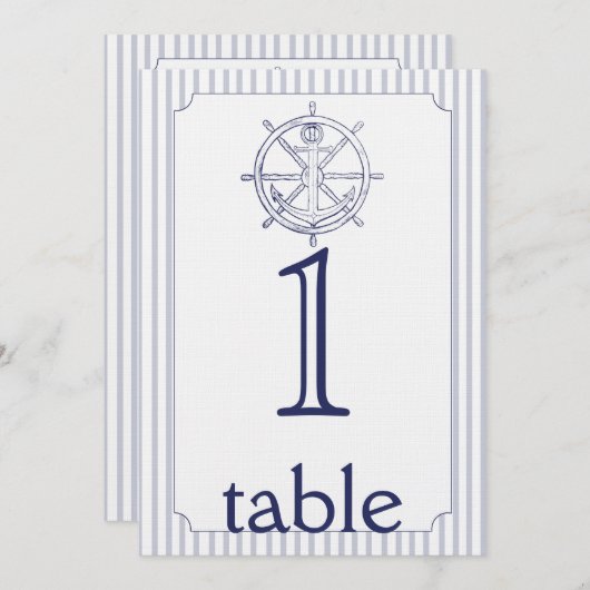 Numéro de table d'anniversaire à rayures d'ancre n (Devant / Derrière)
