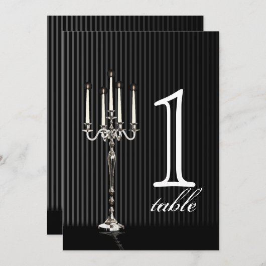 Numéro de table d'anniversaire à rayures et candél (Devant / Derrière)