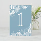 Numéro de table d'anniversaire flocon de neige ble (Debout devant)