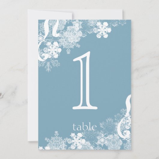Numéro de table d'anniversaire flocon de neige ble (Dos)