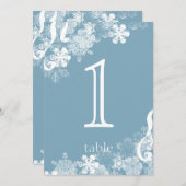 Numéro de table d'anniversaire flocon de neige ble (Devant / Derrière)