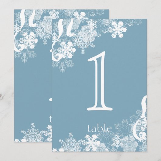 Numéro de table d'anniversaire flocon de neige ble (Devant / Derrière)