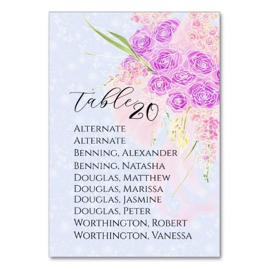 Numéro De Table Dans le bouquet à ruban rose doux bleu (Par défaut)