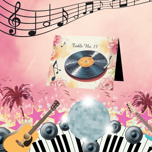 numéro de table d'aquarelle musicale florale