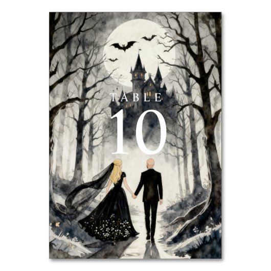 Numéro De Table Dark Enchanted Gothic Spooky Wedding Couple Forest (Par défaut)