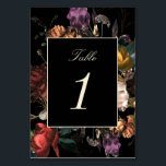 Numéro De Table Dark Moody Romantic Floral Mariage néerlandais<br><div class="desc">Plus violet montrant ici; Une taille pour "Table card",  également disponible sur papier style invitation dans des tailles plus grandes comme 5x7</div>