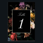 Numéro De Table Dark Moody Romantic Floral Mariage néerlandais<br><div class="desc">Une taille pour "Table card",  également disponible sur papier sur invitation dans des tailles plus grandes comme 5x7</div>
