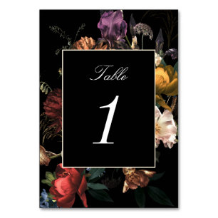 Numéro De Table Dark Moody Romantic Floral Mariage néerlandais