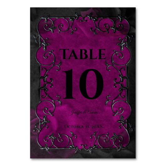 Numéro De Table Dark Purple Gothic Halloween Wedding (Par défaut)