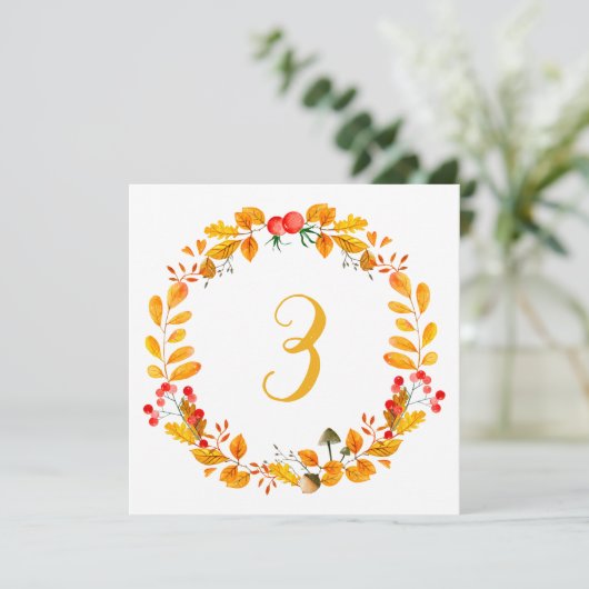 Numéro de table d'automne jaune. Mariage de automn (Debout devant)