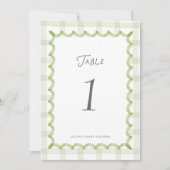 Numéro de table de Baby Shower Gingham Vert Fantai (Devant)