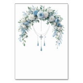 Numéro de table de baptême Rose Bleue & Croix d'Ar (Dos)