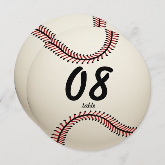 Numéro de table de baseball (Devant / Derrière)