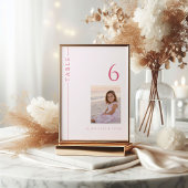 Numéro de table de Bat Mitzvah rose clair avec pho