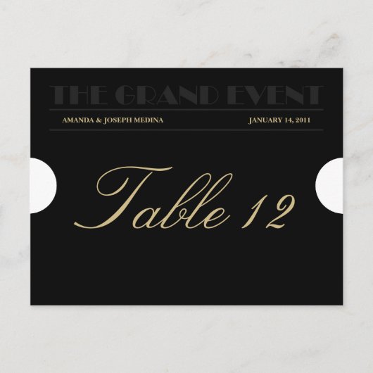 Numéro de table de billet d'entrée Carte postale (Devant)