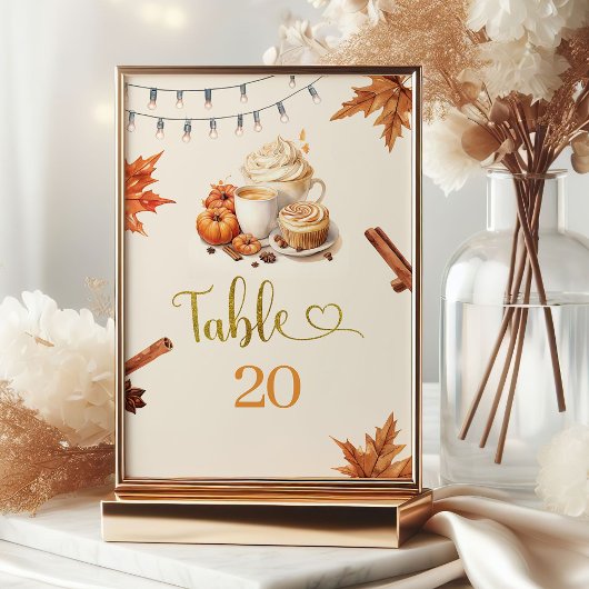 Numéro de table de café en train de brasser Pumpki