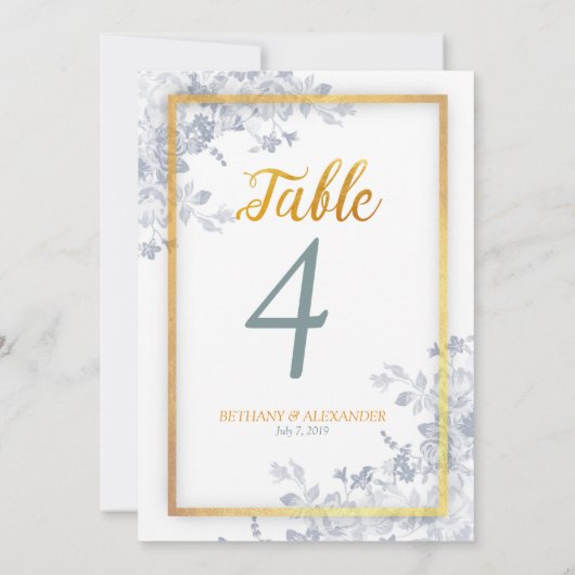 Numéro de table de calligraphie à cadre doré Glam (Dos)