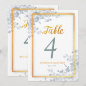 Numéro de table de calligraphie avec cadre doré Gl (Devant / Derrière)