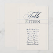 Numéro de table de calligraphie bleu marine ivoire (Devant / Derrière)
