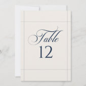 Numéro de table de calligraphie bleu marine ivoire (Devant)