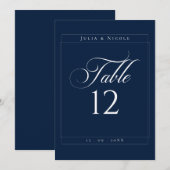 Numéro de table de calligraphie bleu marine ivoire (Devant / Derrière)