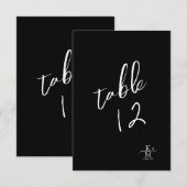 Numéro de table de calligraphie d'amour Blanc B&W (Devant / Derrière)