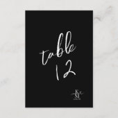 Numéro de table de calligraphie d'amour Blanc B&W (Devant)