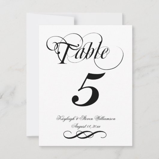 Numéro de table de calligraphie élégant (Devant)