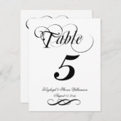 Numéro de table de calligraphie élégante (Devant / Derrière)