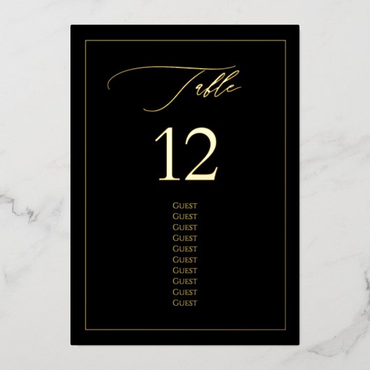 Numéro de table de calligraphie Luxe avec feuille  (Recto)