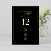 Numéro de table de calligraphie Luxe avec feuille  (Debout devant)