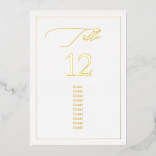 Numéro de table de calligraphie Luxe en feuille d'