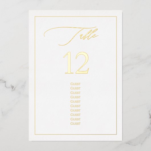 Numéro de table de calligraphie Luxe en feuille d' (Recto)