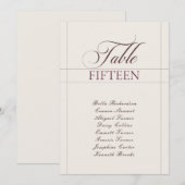 Numéro de table de calligraphie marron choco ivoir (Devant / Derrière)