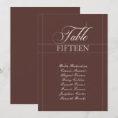 Numéro de table de calligraphie marron choco ivoir (Devant / Derrière)