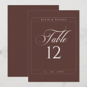 Numéro de table de calligraphie marron ivoire clas (Devant / Derrière)