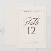 Numéro de table de calligraphie marron ivoire clas (Devant / Derrière)