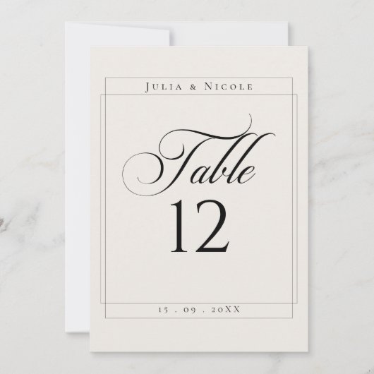 Numéro de table de calligraphie noir ivoire classi (Devant)