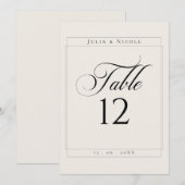 Numéro de table de calligraphie noir ivoire classi (Devant / Derrière)
