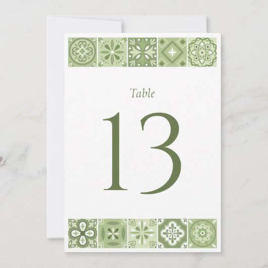 Numéro de table de carreaux espagnols verts (Dos)