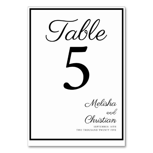 Numéro de table de carte pour un mariage moderne. (Par défaut)